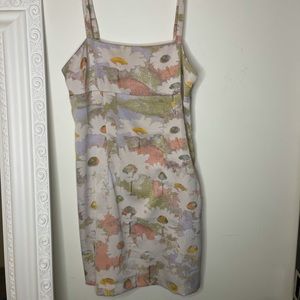 URBAN OUTFITTERS SATIN FLORAL MINI DRESS